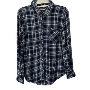Rails Hunter Soft Rayon Plaid Button Down Shirt Black and White Women’s Size XS‎